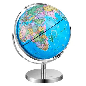 VEVOR Rotating World Globe with Stand,  13 in/330.2 mm, Educational Geographic Globe with Precise Time Zone ABS Material, 720° Spinning Globe for Kids Children Learning Classroom Geography Education