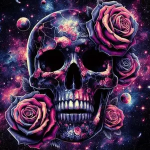 5D DIY Full Drill Round Diamond Painting - Diamond Art Kits Skull, Rose, Starry Sky Mosaic, Canvas - DIY Decorative Painting, Home Wall Decor, Handmade Gifts, Perfect for Halloween and Christmas, Independence Day, Birthdays, and Anniversary Gifts.