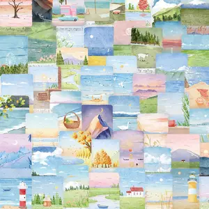 Landscape Pattern Sticker (50pcs/set), Waterproof Self Adhesive Decor Paper, Decor Sticker for Gift Greeting Card Water Bottle Laptop Phone, Cases