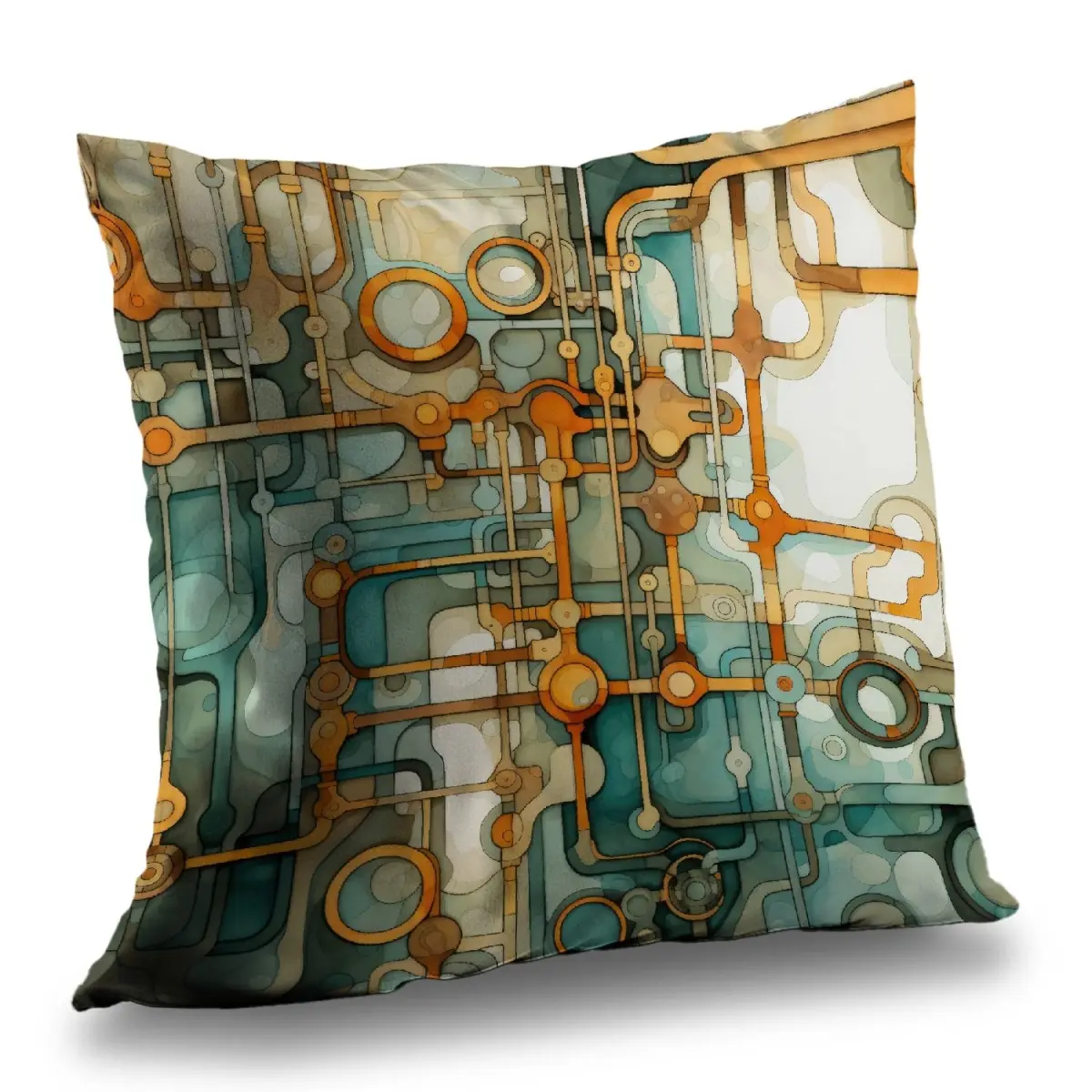 MWW C1PC1414CCTM7V 14 x 14 in. Turns & Bends Turquoise Polyester Twill Throw Pillow - Home Decor