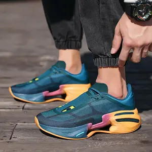 (New)Mens shoes, dark green/fluorescent green elastic running shoes, breathable mesh upper, shock-absorbing, anti-slip and stable support sole, suitable for marathon training, speed races and daily wear as sports shoes/available in multiple colors