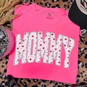 [Sale Up To 50%] Comfort Color Mommy Strawberry T-Shirt, Cute Mommy T-Shirt Shirt Design, Pink Coquette Aesthetic, Mommy Gift, Mothers Day Gift T-Shirt, Sublimation T-Shirt, Gift For Mama
