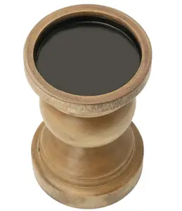 Decorative Wood Pillar Candleholder, Natural, 6in