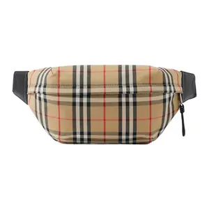 Burberry Vintage Check Polyester Crossbody Chest Waist Bag, Medium Size, Men's Beige