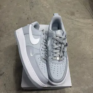 Men's Air Force 1 Low Sneaker - Grey and White, Mini Swoosh, Fashionable Style