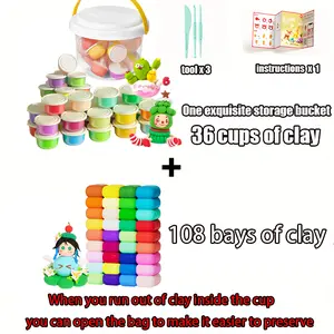 144pcs Ultra Light Air Dry Clay Kit,  Modeling Clay with Refill Bags, Storage Bucket & Tools, DIY Craft Kit for Kids, Creative Gift for Boys & Girls 3+