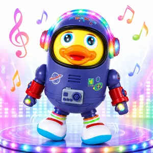 Dancing Astronaut Duck Toy for Kids with Music Lights & Sounds Walking Moving Interactive Toddler Toy Gift for Boys Girls