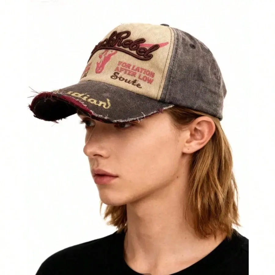 Distressed Washed Baseball Cap, Unisex Outdoor Casual Sports Snapback Hat, Truck Driver Curved Brim Cap, Outdoor Fishing Essential Portable Wide Brim Hat, Fashion Colorblock Adjustable Cap