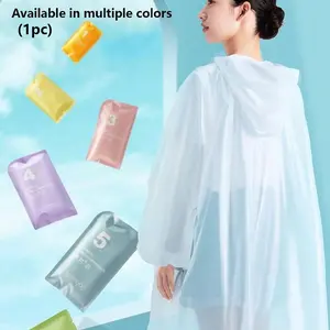 Thickened Adult Disposable Raincoat, Windproof Waterproof Eva Full Body Raincoat, Portable Reusable Hooded Raincoat for Outdoor Cycling
