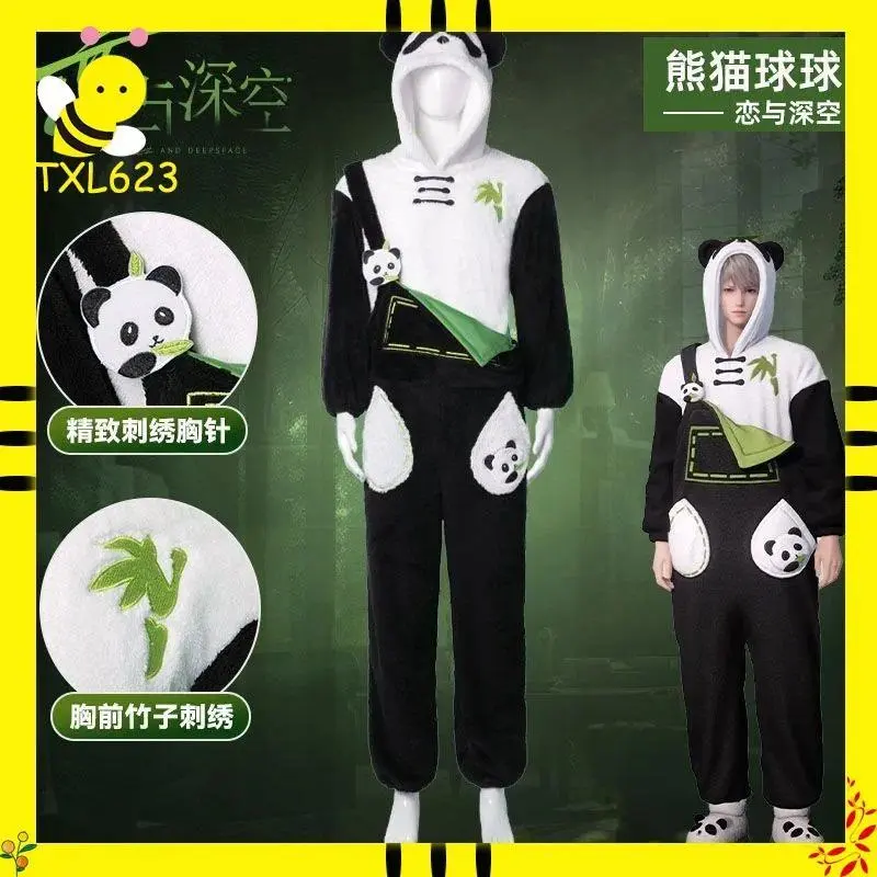Love And Deep Space Coral Fleece Panda Pajama Set - Xavier, Rafayel, Sylus, Zayne Cosplay Kigurumi, Toys & Hobbies Gift for Cosplay Enthusiasts