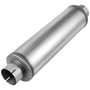 Summervibes VEVOR Exhaust Muffler, 4 Inch Inlet Outlet, 30 Inch Overall Length Stainless Steel Exhaust Tip, Universal Resonator Round Body, High Performance for Trucks, Sedans, Sports Cars, SUVs Daily Drivers