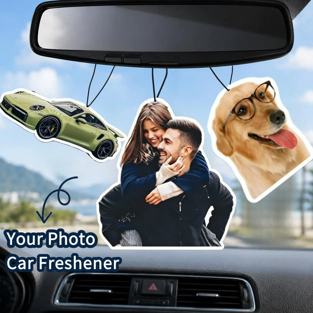 Personalized Photo Air Freshener - Custom Cut Car Fresheners for Boyfriend Girlfriend Husband Wife Women Decor Accessories Car Deodorizer Car Diffuser, Christmas Gift
