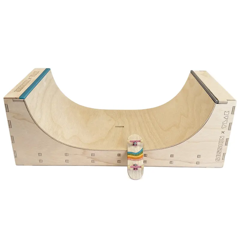 Session x Teak Two-Face - 17" Wooden Fingerboard Halfpipe, Steel + Acrylic