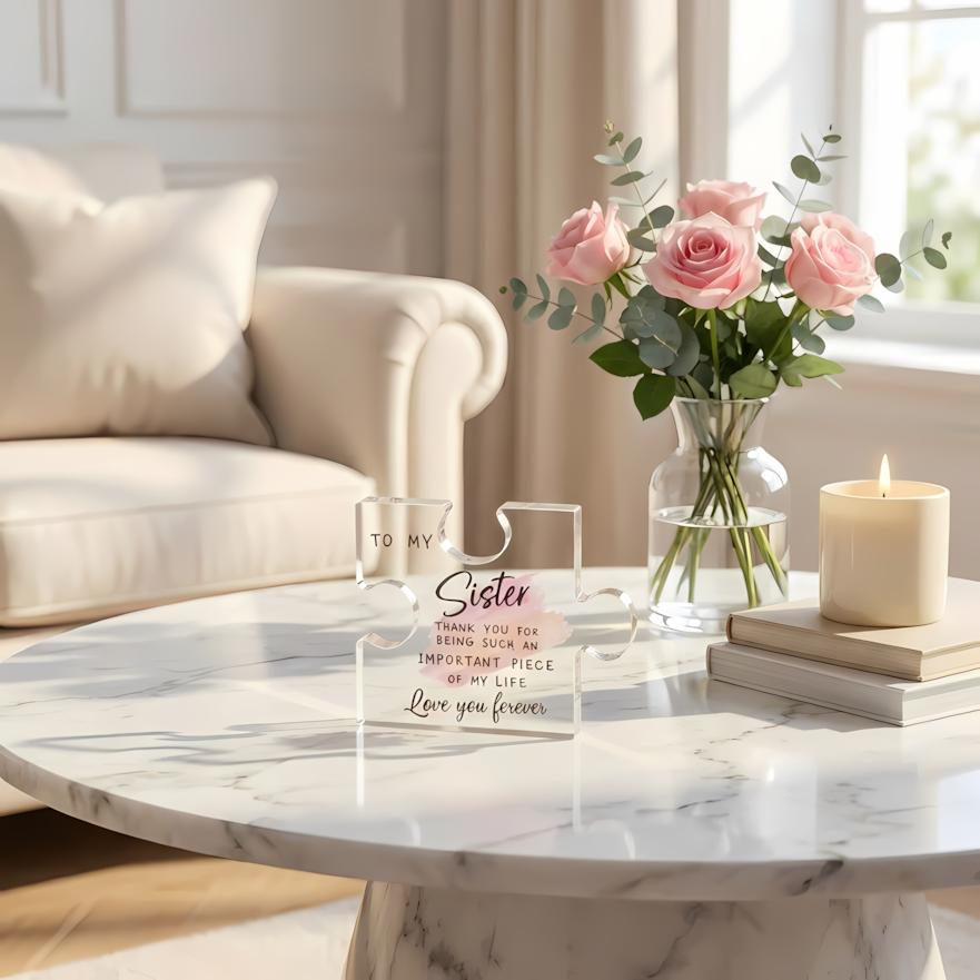 Acrylic Puzzle Plaque for Sisters, Heartfelt Friendship Keepsake, Photo Prop Decor for Best Friends, Thoughtful Gift for Birthdays, Weddings & Holiday Season