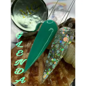 GLENDA Duo Nail Acrylic Powder 1OZ Jar Glitter Mix & Solid Color Superior Adhesion Self-Leveling Formula Flawless Finish