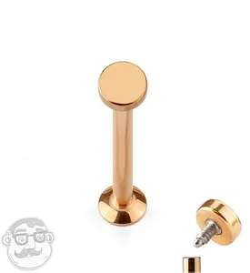 16G PVD Rose Gold Round Top Internally Threaded Flat Back Steel Post