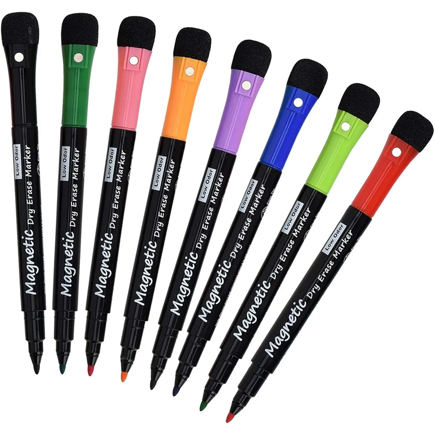 Dry Erase Markers, (8 Pack) Dealkits Low Odor White Board Markers Whiteboard Markers with Erasers for  Teacher Supplies for Classroom Work on White Board, Calender, Fine Tip Point