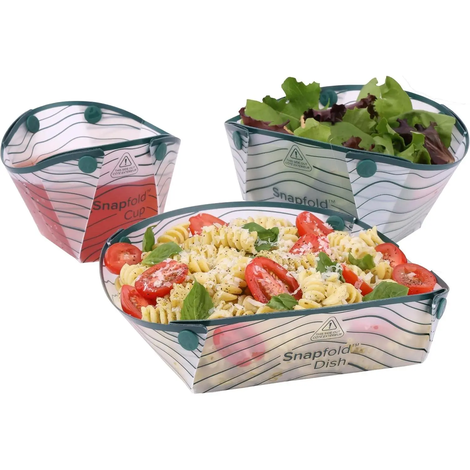 Snapfold™ Solo Pack 3-Piece Collapsible Tableware Set - 4oz, Leak Proof Tumbler, Compact Fold, Heat Resistant, Lightweight Camping Gear for Backpacking, Outdoor Meals, Includes Foldable Cup, Bowl, Dish, Three Pieces