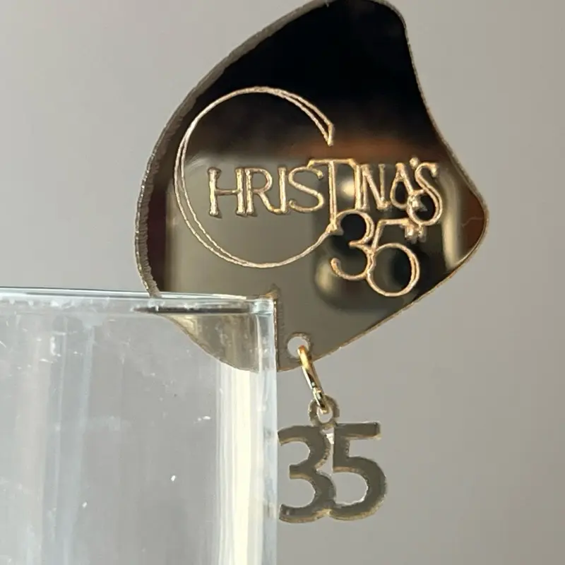 Custom Acrylic Drink Charms - Character Limit Friendly, Perfect for Parties, Weddings & Girls' Nights - Drinkware