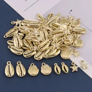 100pcs Mixed Ccb Ocean Series Pendants Starfish Shell Elements, Exquisite Trendy Pendant, DIY Bracelet Necklace Earring Accessories, Keychain Backpack Hanging Decorations