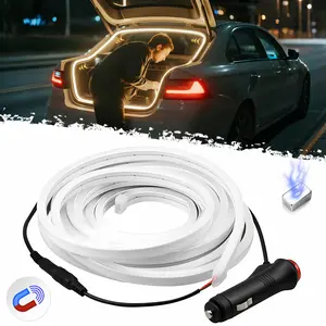 DIBMS 168 Inch Car Trunk LED Light Interior Kit, Starting Streamer Scanning, Magnetic Sensing, Warm White Ambient Lighting Strip, Cigarette Lighter Plug Silicone Waterproof 12V Universal Auto Parts led lights for cars