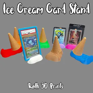 Ice Cream Card Stand – Holds Graded Slabs, Top Loaders, Sleeved Cards, Raw Cards, TCG Card Display, Display for Pokemon Cards