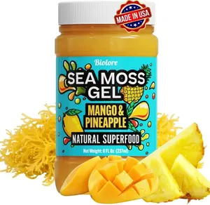 Sea Moss Gel Mango Pineapple – Flavored Superfood with Natural Electrolytes – Wildcrafted Mango Jam Sea Moss, with Minerals, Vegan, Made in USA – 8oz Trial Size