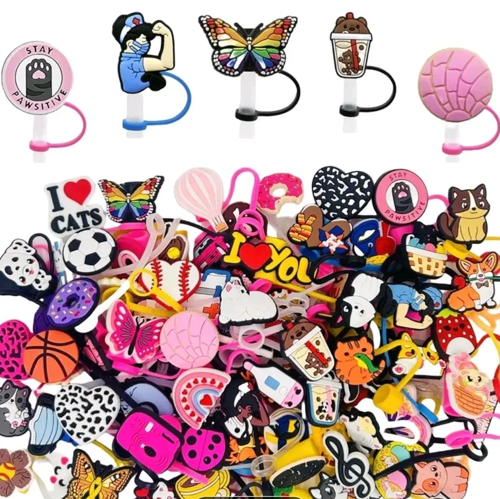 Vibrant Straw Toppers for Everyday Use Assorted Colors and Shapes Perfect for Parties Gatherings and Daily Use Drinkware