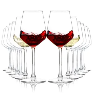Wine Glasses Set of 12, 12oz Clear Red/White Wine Glasses, Long Stem Wine Glasses for Party, Wedding and Home.