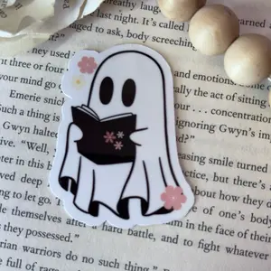 Cute Bookish Ghost Sticker | Spooky Reader Aesthetic | Halloween Book Lover Decal