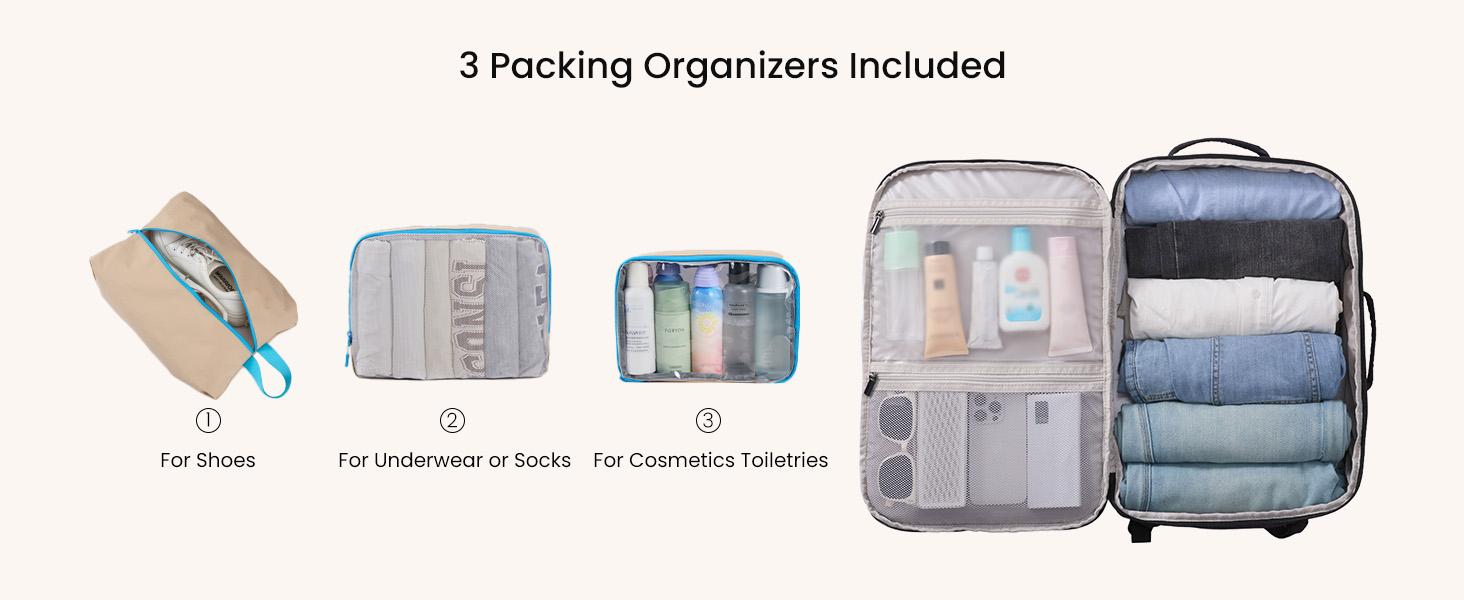 LOVEVOOK 50L Travel Backpack for Women & Men, Airline Approved Carry On Backpack with 3 Packing Cubes, TSA Personal Item Bag, Waterproof Weekender Overnight Backpack Fits 17" Laptop