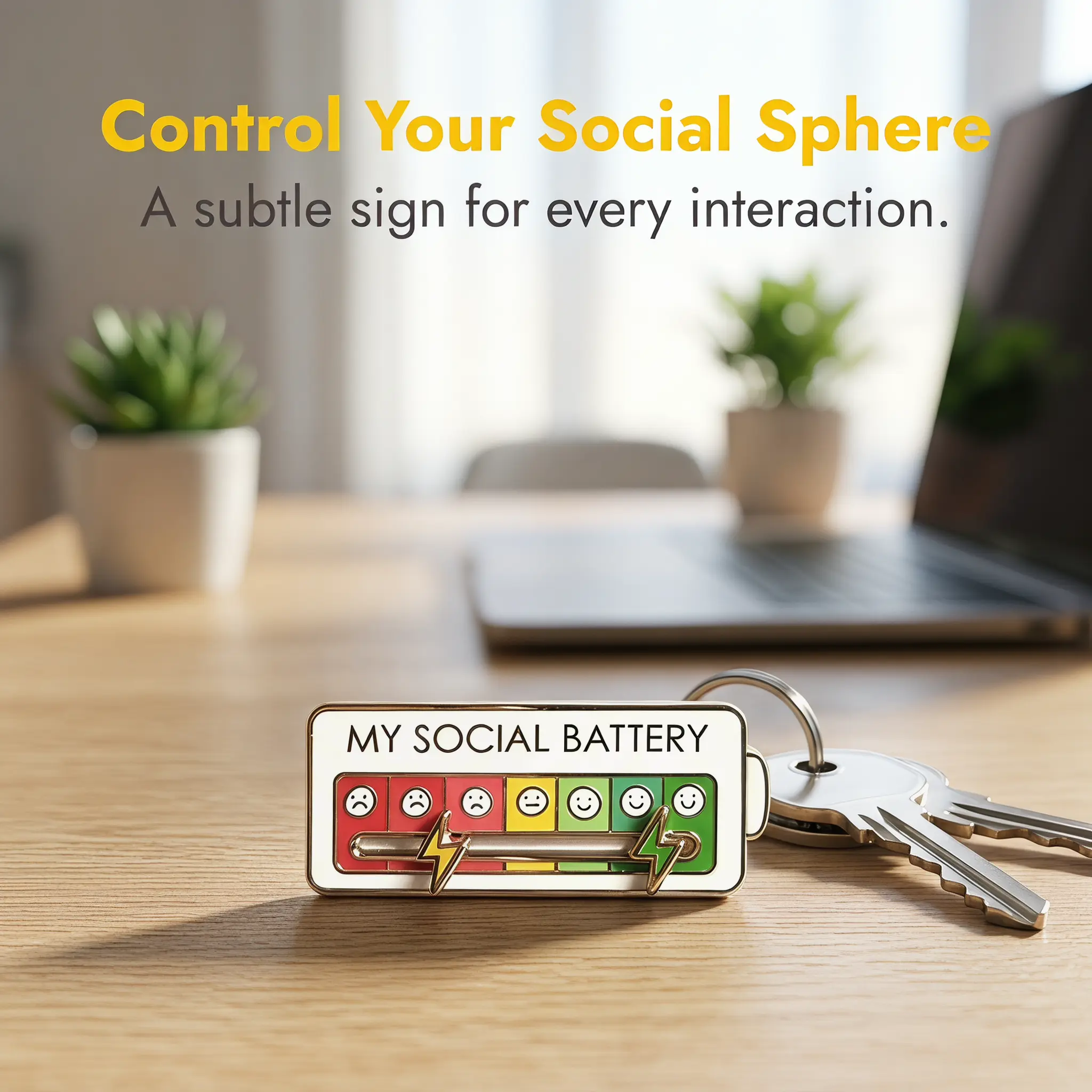 1PC My Social Battery Enamel Pin - Interactive Sliding Mood Brooch, Funny Humor Lapel Pin for Backpacks, Jackets (Party Gift for Festive & Home Supply Needs)