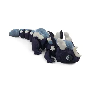 Baby Moon & Stars Dragon – 3D Printed Fidget Figurine – Nighttime Celestial Collectible – Articulating Desk Decor Fantasy Model Gift Ornaments