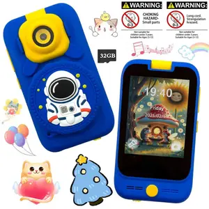2 in 1 Microscope & Kids Toy Smartphone, Touch Screen Children Digital Camera with Photo Video, Flashlight, 32GB Card, Early Learning Educational Toy,Encourages Outdoor Nature Discovery & Classroom Observation Skills, Ideal Christmas Birthday Gift for 3-1