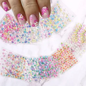 30Sheets Flower Nail Art Sticker 3D Self-Adhesive Nail Art Supplies Colorful Flowers Rose Daisy Cherry Blossoms Nail Decals Pink Floral Nail Design Cute Heart Nail Sticker for Acrylic Nails Decoration