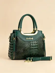 Fashionable and minimalist women's handbag, crocodile pattern design women's shoulder bag, single shoulder handbag, fashionable and versatile women's shoulder bag, multiple colors to choose from, adjustable shoulder strap design, Top Handle Handbags