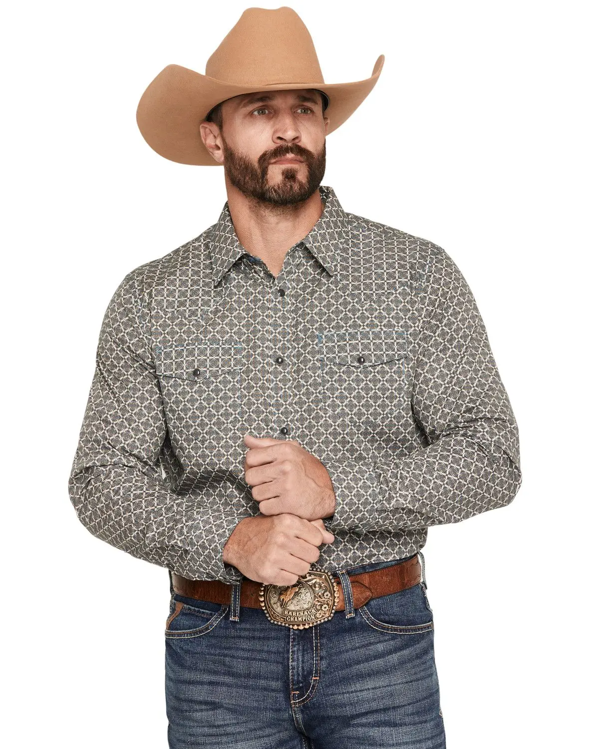 Gibson Trading Co Men's Men'S Yeehaw Medallion Print Long Sleeve Snap - Gmfa26w10-Bl