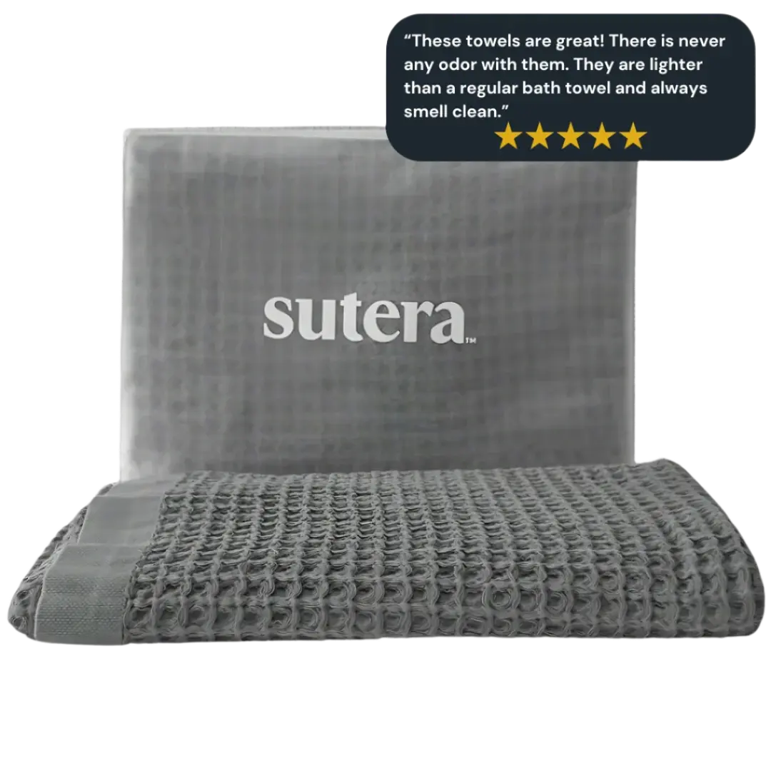 Sutera Silverthread Cotton Bath Towel - Antimicrobial Silver Ion Tech, Waffle Weave, Soft, Strong, Lightweight, Quick-Drying, Antibacterial Bacteriostatic, Machine Washable, Unisex for Everyday or Spa Use, Cotton Bath Towels, Bacteriostatic Bath Towels