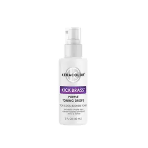 Keracolor Kick Brass Purple Toning Drops - 2oz Haircare Brass Neutralizer, Banish Brassiness, Target Brassy/Yellow Tones, Instant Icy Semi-Permanent Hair Color for Easy Shampoo Mixing