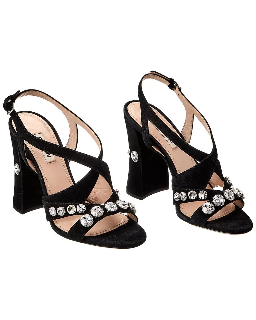 Miu Miu Crystal Suede Sandal (Authentic Pre-Loved)