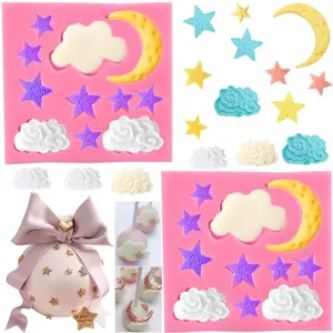 Moon and Star Molds Silicone, Cloud Fondant Mold Moon Star Chocolate mould for Candy Baking Sugar Cake Pop Cupcake Cake Decorating