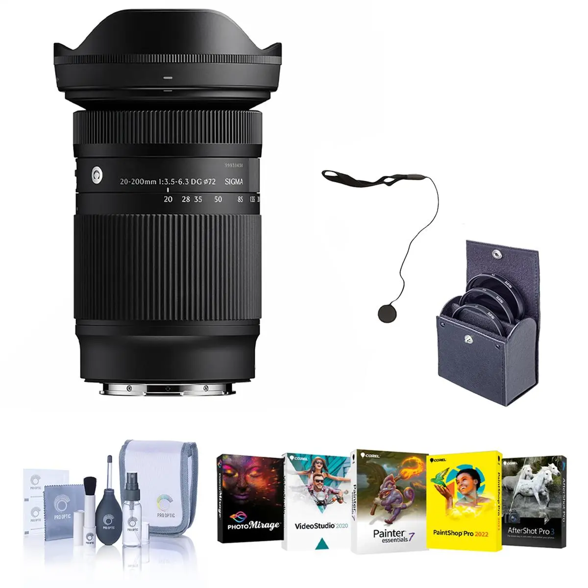Sigma 20-200mm f/3.5-6.3 DG Contemporary Lens for L Mount, Bundle with 72mm Filter Kit, PC Software Kit, Cap Keeper and Cleaning Kit