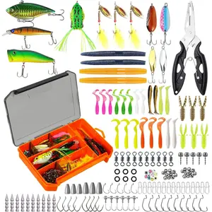 Pcs Fishing Lures Kit Fishing Tackle Box with Soft Bait, Floats, Hooks, Weights, Jig Heads for Bass, Trout, Freshwater Saltwater Fishing Lure Set for Men Anglers Valentine's Day Gift