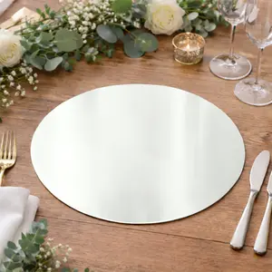 50 Pack Round Disposable Table Placemats 13" Silver – Cardboard Charger Plates for Catering & Special Events, 128 GSM