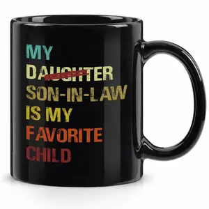 Funny Coffee Mug - Retro Style Ceramic Cup with Colorful Quote - for Morning Coffee & Tea Time - Witty Birthday Gift for Mother-in-Law & Father-in-Law - 11oz Black/White