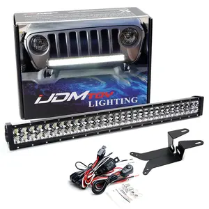 iJDMTOY Front Bumper Mount 30-Inch LED Light Bar For Jeep 2018-up Wrangler, 2020-up Gladiator, 180W High Power LED Lightbar, Bumper Top Mounting Brackets & On/Off Switch Wire