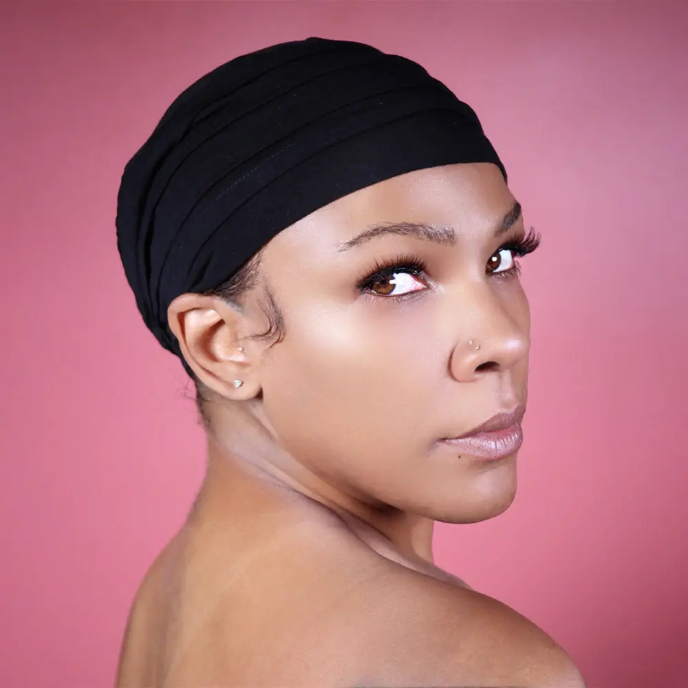 Bamboo Hair Cap Turban - Black