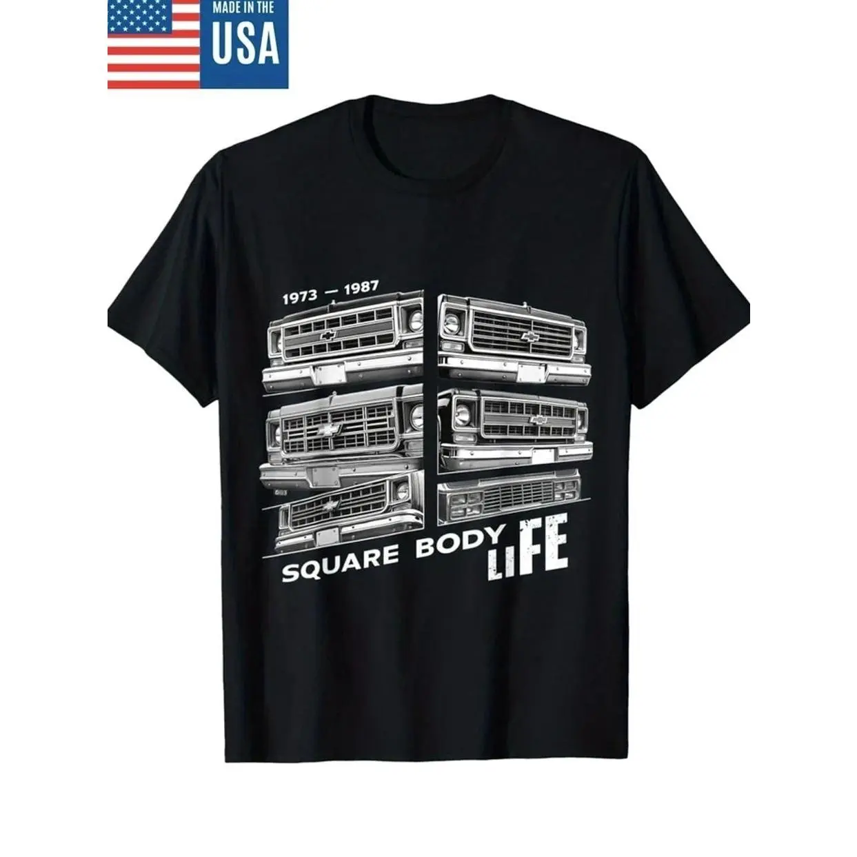 Vintage 1973-1987 Square Body Truck Graphic Tee - "SQUARE BODY LIFE" D T-Shirt Sweatshirt Hoodie, Gift for Car Lovers