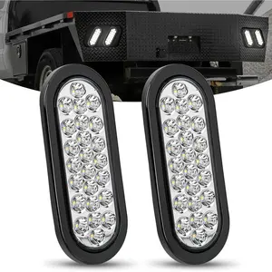Nilight 6Inch Oval Trailer Tail Light 2PCS White 24LED Back Up Reverse Light w/Flush Mount Grommets Plugs IP67 Waterproof for 12V Truck ATV UTV Trailer Bus RV Camper, Trailer Light Kit, Led Tailgate Lights