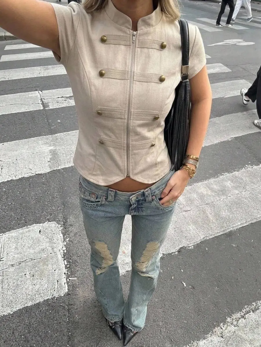 Gothic Streetwear Y2K Women's Elegant 70s Retro Double-Breasted Napoleon Cape Sleeve Jacket Breakfast Everyday Date Night Day Time Diner Dinner Date